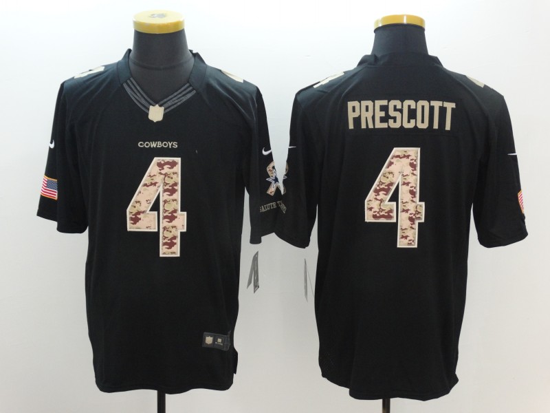 Men's Dallas Cowboys #4 Dak Prescott Black Tame Jersey
